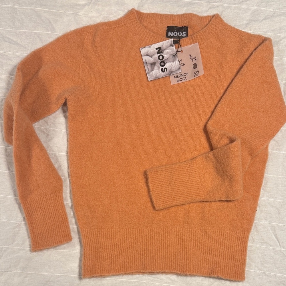Noos Ladies Orange Merino Wool & Alpaca Blend Italian Knit Sweater Sz Small NEW!